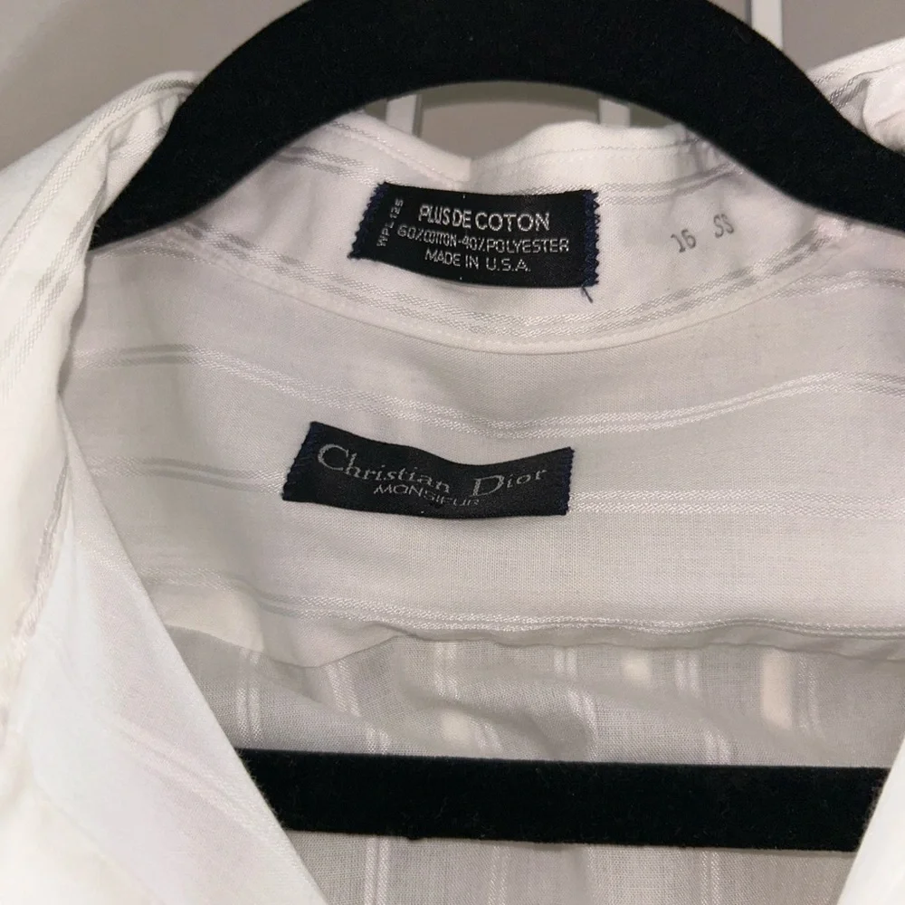 Christian Dior Monsieur Men’s White Dress Shirt with Subtle Stripe - Picture 11 of 11
